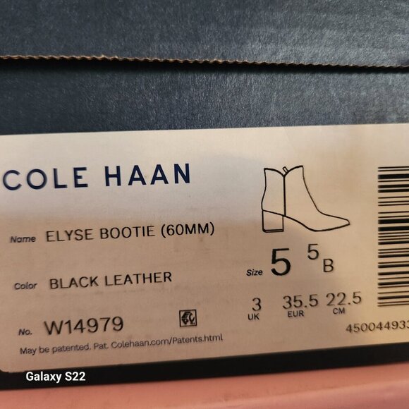 Cole Haan Black Leather "Elyse" Booties. NIB. Size 5.5 - Picture 5 of 13